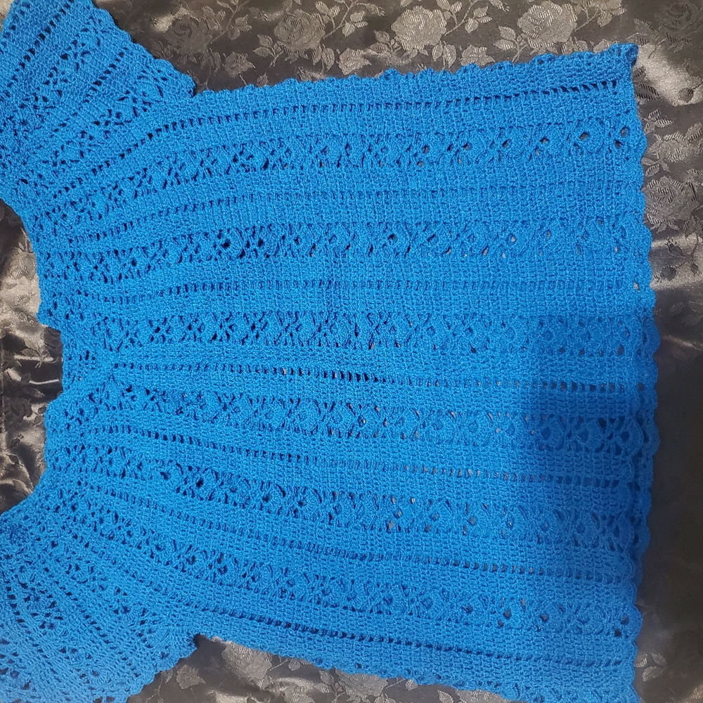 Blue Crochet Knit Top